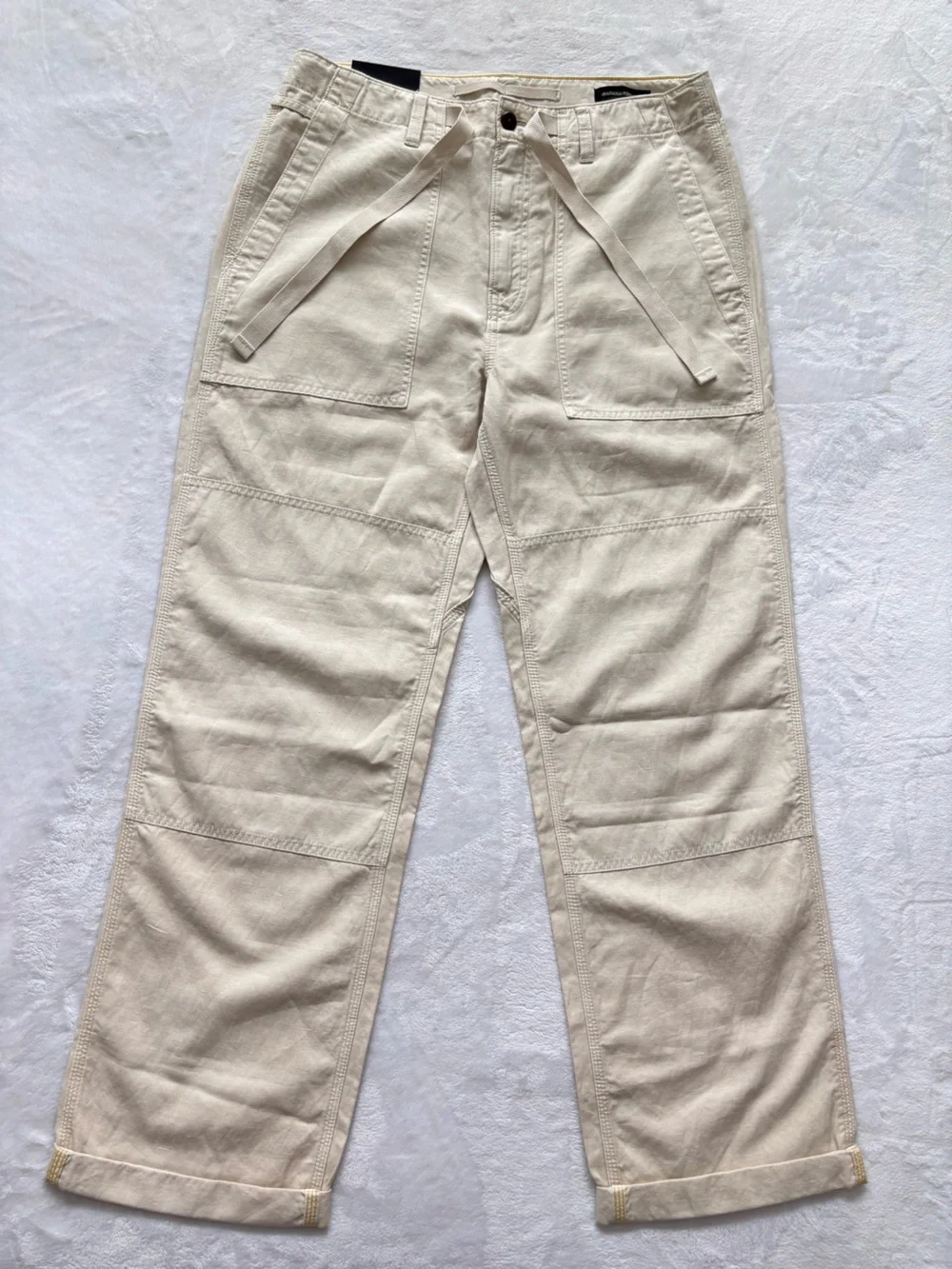 BANANA REPUBLIC Relaxed Fit Rolled Cuff Mid Rise Cotton Linen Pants--NWT--32L